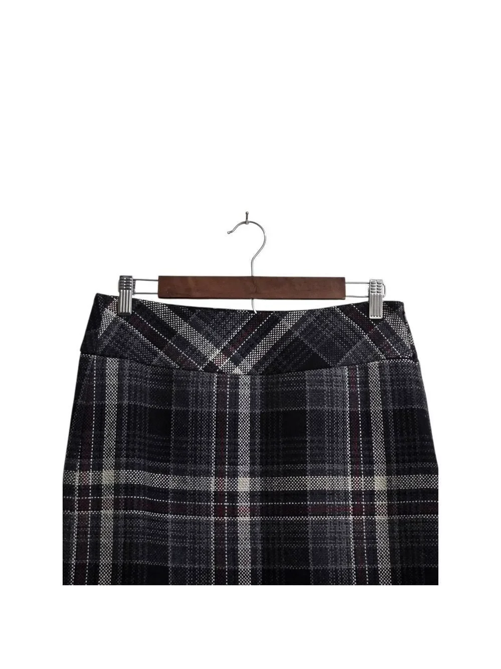 Eddie Bauer Plaid Wool Blend Fringe Above The Knee Skirt Sz 2